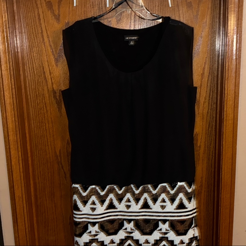 H&M Black Mini Dress with Geometric Pattern